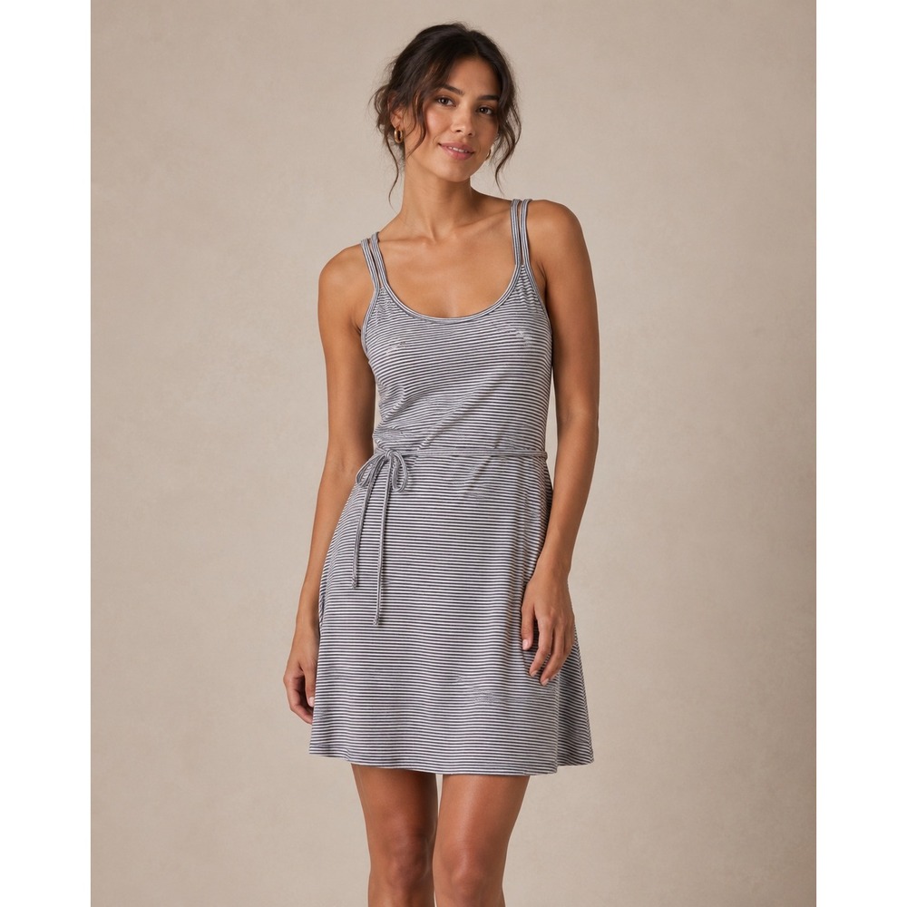 Toad&Co Gray Striped Midi Tank Dress